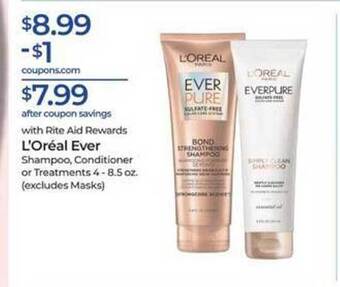Rite Aid L'oréal ever shampoo, conditioner or treatments offer