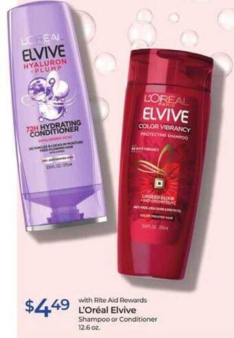 Rite Aid L'oréal elvive shampoo or conditioner offer