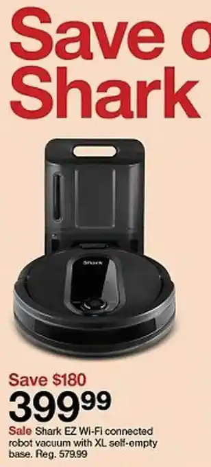 Target Shark ez wi-fi connected robot vacuum with xl self-empty offer