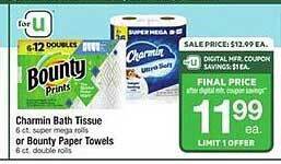 ACME Charmin bath tissue or bounty paper towels offer