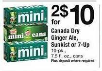 ACME Canada dry ginger ale, sunkist or 7-up offer