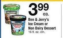 ACME Ben & jerry's ice cream or non dairy dessert offer