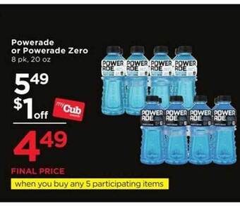 Cub Foods Powerade or powerade zero offer