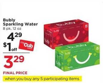Cub Foods Bubly sparkling water offer