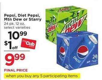 Cub Foods Pepsi diet pepsi mtn dew or starry offer