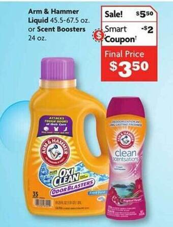 Family Dollar Arm & hammer liquid or scent boosters offer
