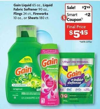 Family Dollar Gain liquid liquid fabric softener flings fireworks or sheets offer