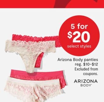 JC Penney Arizona body panties offer