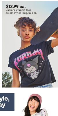 JC Penney Juniors' graphic tees offer