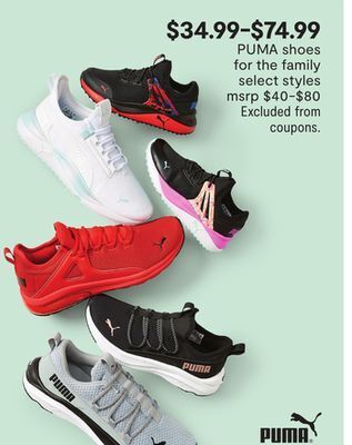 JC Penney Puma shoes for the family offer