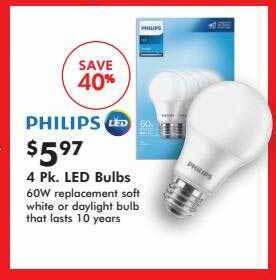 Valu Home Centers Philips 4 pk. led bulbs offer