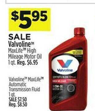 Dollar General Valvoline maxlife high mileage motor oil offer