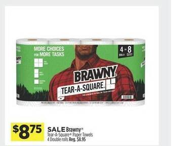 Dollar General Brawny tear-a square paper towels 4 double rolls offer