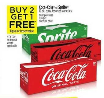 Dollar General Coca-cola or sprite 12 pk. cans assorted varieties offer