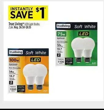 Dollar General True living led light bulbs 2 pk offer
