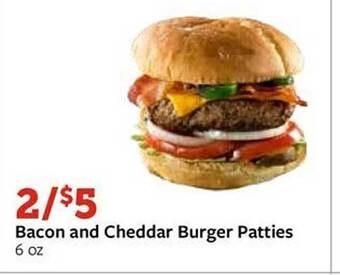 Fareway Bacon and cheddar burger patties offer