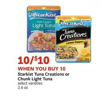 Fareway Starkist tuna creations or chunk light tuna offer