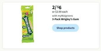 Walgreens 3-pack wrigley's gum offer