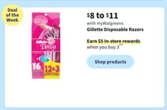 Walgreens Gillette disposable razors offer