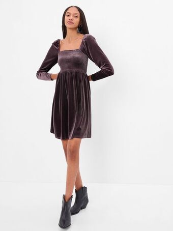 Gap Smocked velvet mini dress offer