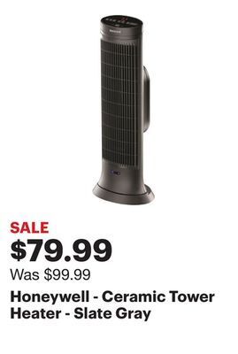 Best Buy Honeywell - ceramic tower heater - slate gray offer