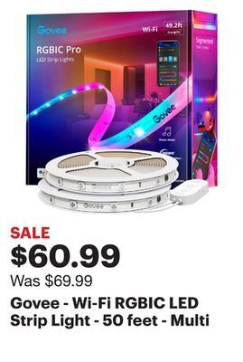 Best Buy Govee - wi-fi rgbic led strip light - 50 feet - multi offer