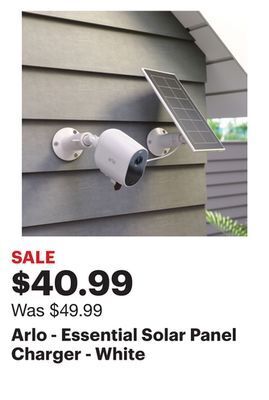 Best Buy Arlo - essential solar panel charger - white offer