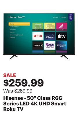 Best Buy Hisense - 50" class r6g series led 4k uhd smart roku tv offer