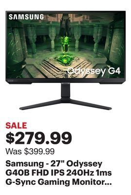 Best Buy Samsung - 27" odyssey g40b fhd ips 240hz 1ms g-sync gaming monitor - black offer