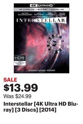 Best Buy Interstellar [4k ultra hd blu-ray] [3 discs] [2014] offer