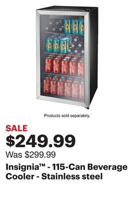 Best Buy Insignia™ - 115-can beverage cooler - stainless steel offer