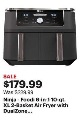 Best Buy Ninja - foodi 6-in-1 10-qt. xl 2-basket air fryer with dualzone technology - grey offer