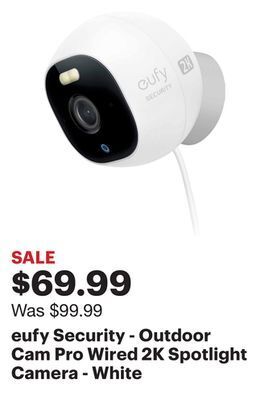 Best Buy Eufy security - outdoor cam pro wired 2k spotlight camera - white offer