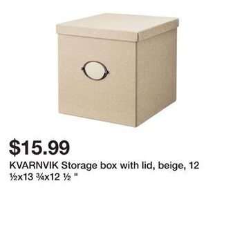 Ikea Kvarnvik storage box with lid, beige, 12 ½x13 ¾x12 ½ " offer
