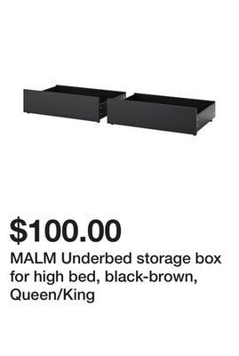 Ikea Malm underbed storage box for high bed, black-brown, queen/king offer