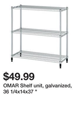 Ikea Omar shelf unit, galvanized, 36 1/4x14x37 " offer