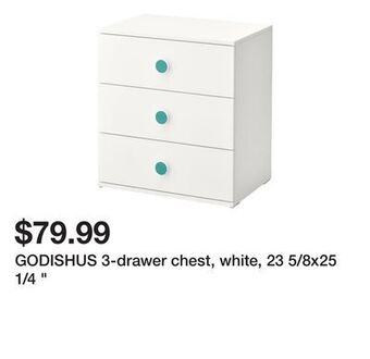 Ikea Godishus 3-drawer chest, white, 23 5/8x25 1/4 " offer