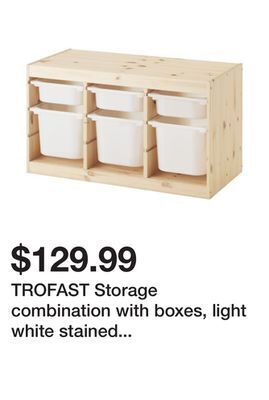 Ikea Trofast storage combination with boxes, light white stained pine/white, 36 5/8x17 3/8x20 1/2 " offer