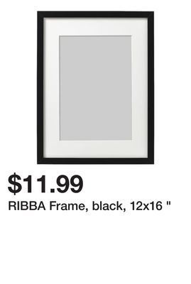 Ikea Ribba frame, black, 12x16 " offer
