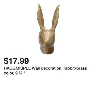 Ikea Häggmispel wall decoration, rabbit/brass color, 9 ¾ " offer