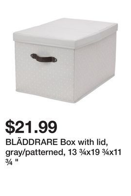 Ikea Bläddrare box with lid, gray/patterned, 13 ¾x19 ¾x11 ¾ " offer