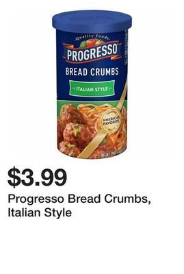 Wegmans Progresso bread crumbs, italian style offer
