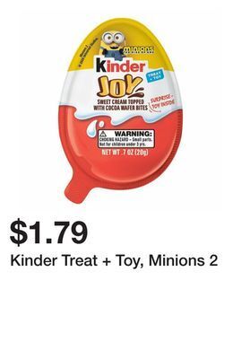 Wegmans Kinder treat + toy, minions 2 offer