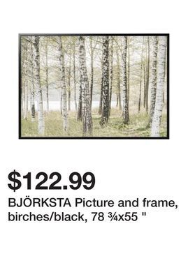 Ikea Björksta picture and frame, birches/black, 78 ¾x55 " offer