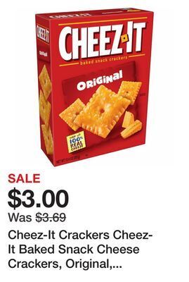 Wegmans Cheez-it crackers cheez-it baked snack cheese crackers, original, 12.4oz offer