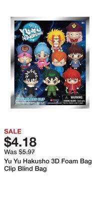Game Stop Yu yu hakusho 3d foam bag clip blind bag offer