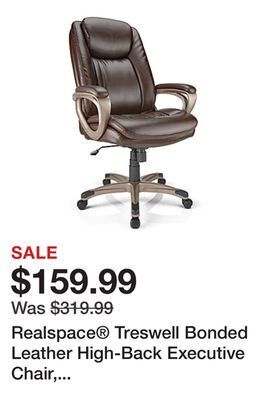 Office Depot Realspace® treswell bonded leather high-back executive chair, brown/champagne offer
