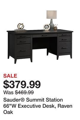 Office Depot Sauder® summit station 66"w executive desk, raven oak offer