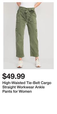 Old Navy High-waisted tie-belt cargo straight workwear ankle pants for women offer