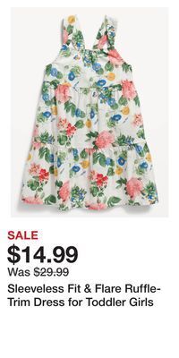 Old Navy Sleeveless fit & flare ruffle-trim dress for toddler girls offer